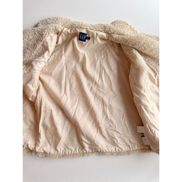 Vintage Girls' GAP Beige Faux Fur Shearling Teddy Bear Peacoat, Size M (8-9) - Picture 9 of 12